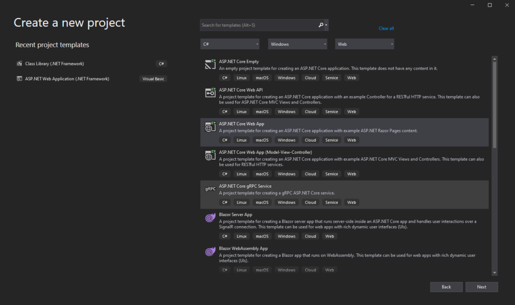 Visual Studio - Nuevo proyecto