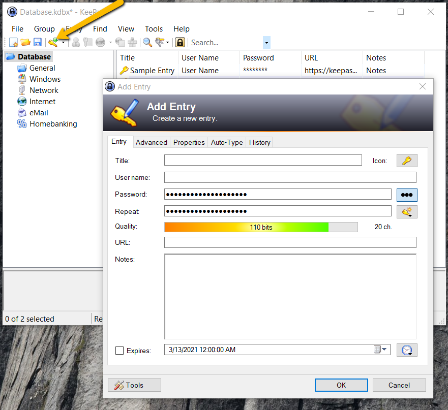 Configuration et gérer le gestionnaire de mot de passe Keepass pour Windows