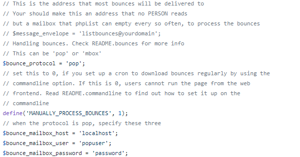 phpList - bounce processing management