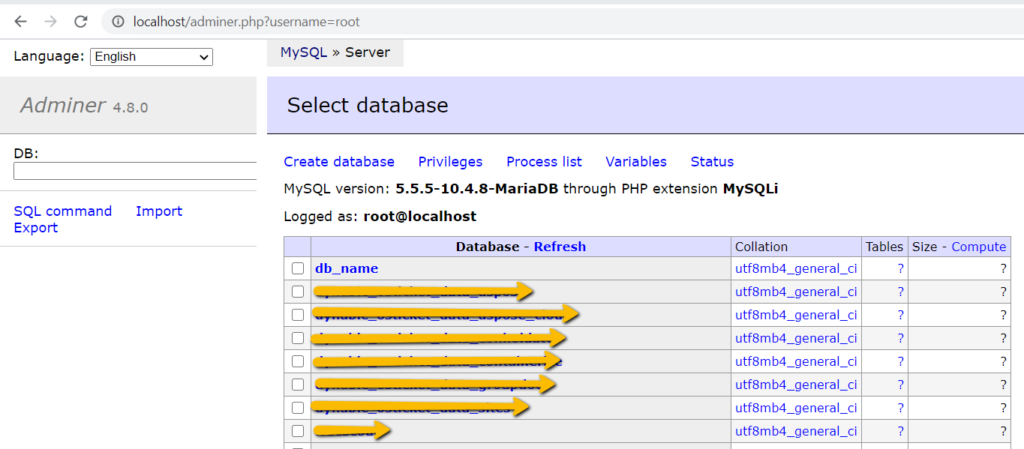 Gestire i database con lo strumento di gestione del database amministratore