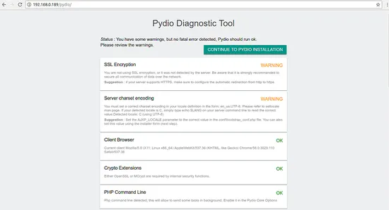Pydio安裝程序